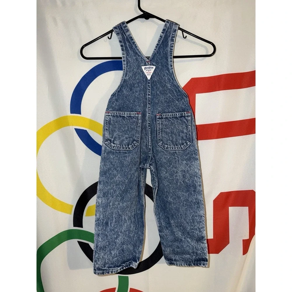 Vintage Oshkosh Overalls 3 Toddler 3T Acid Wash Workwear Double Knee